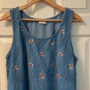 Cricket Lane Collection 
Embroidered Denim Sleeveless Top